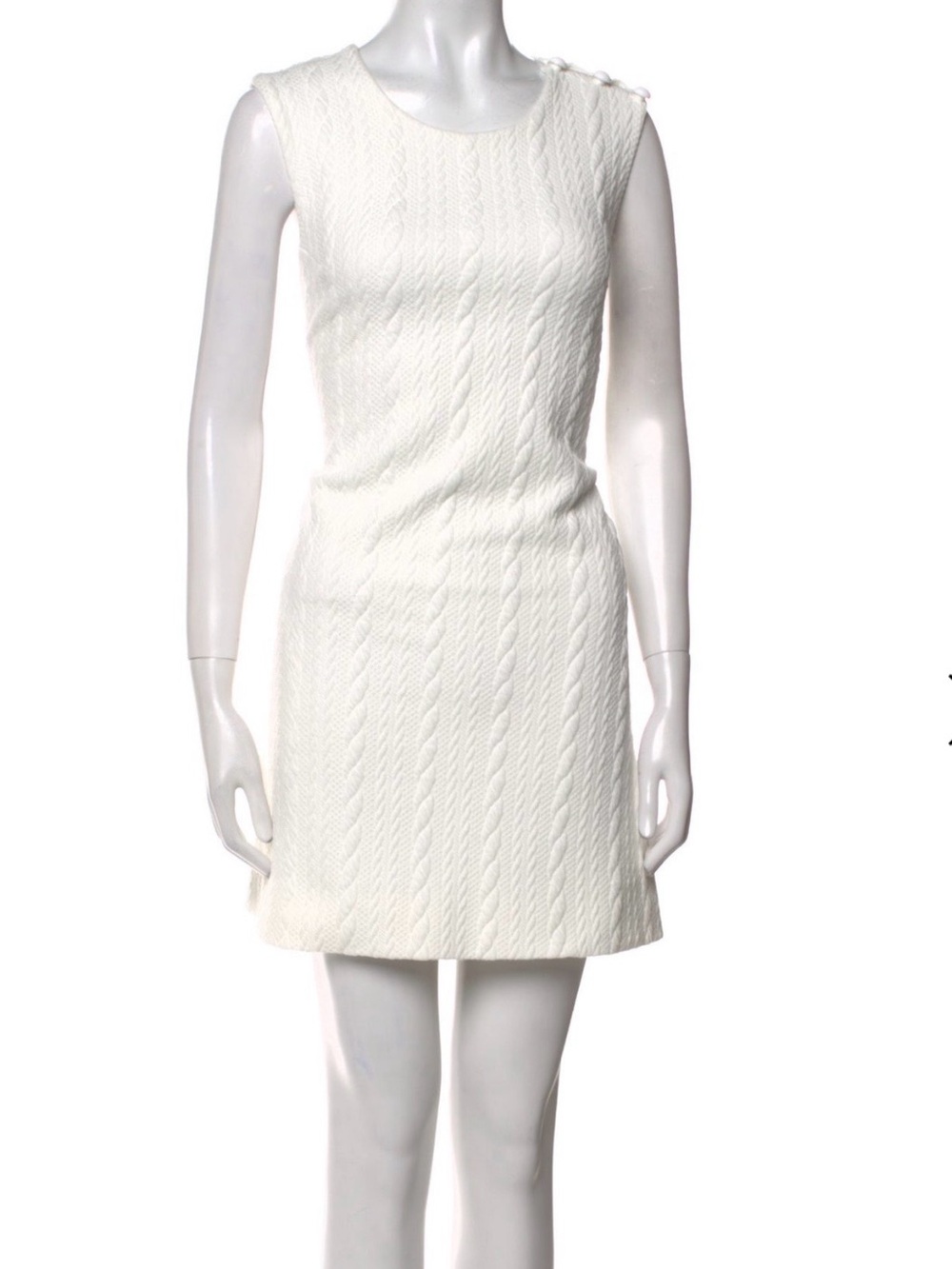 Sleeveless White Cable-Textured Mini Dress